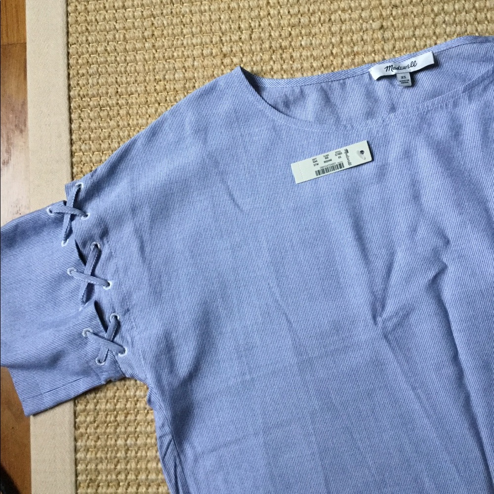 2xHP⚡️NWT⚡️ Madewell stripe lace up shirt dress - Picture 5 of 8